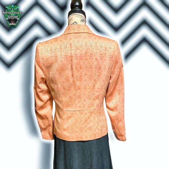 VINTAGE 1980’s Tangerine Mandala Print Business Casual Blazer Jacket, 8P - Picture 3 of 7